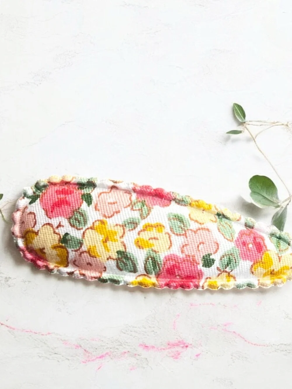 Handmade Floral Linen Snap Hair Clips Set | Vintage Toddler Girl Barrettes